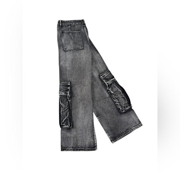 NWOT Vale Forever Mns Faded Gray Triple Pocket Wide Leg Jeans Oversize Cargo - Picture 4 of 5